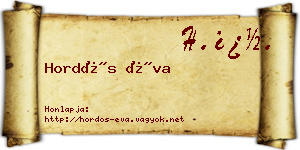 Hordós Éva névjegykártya